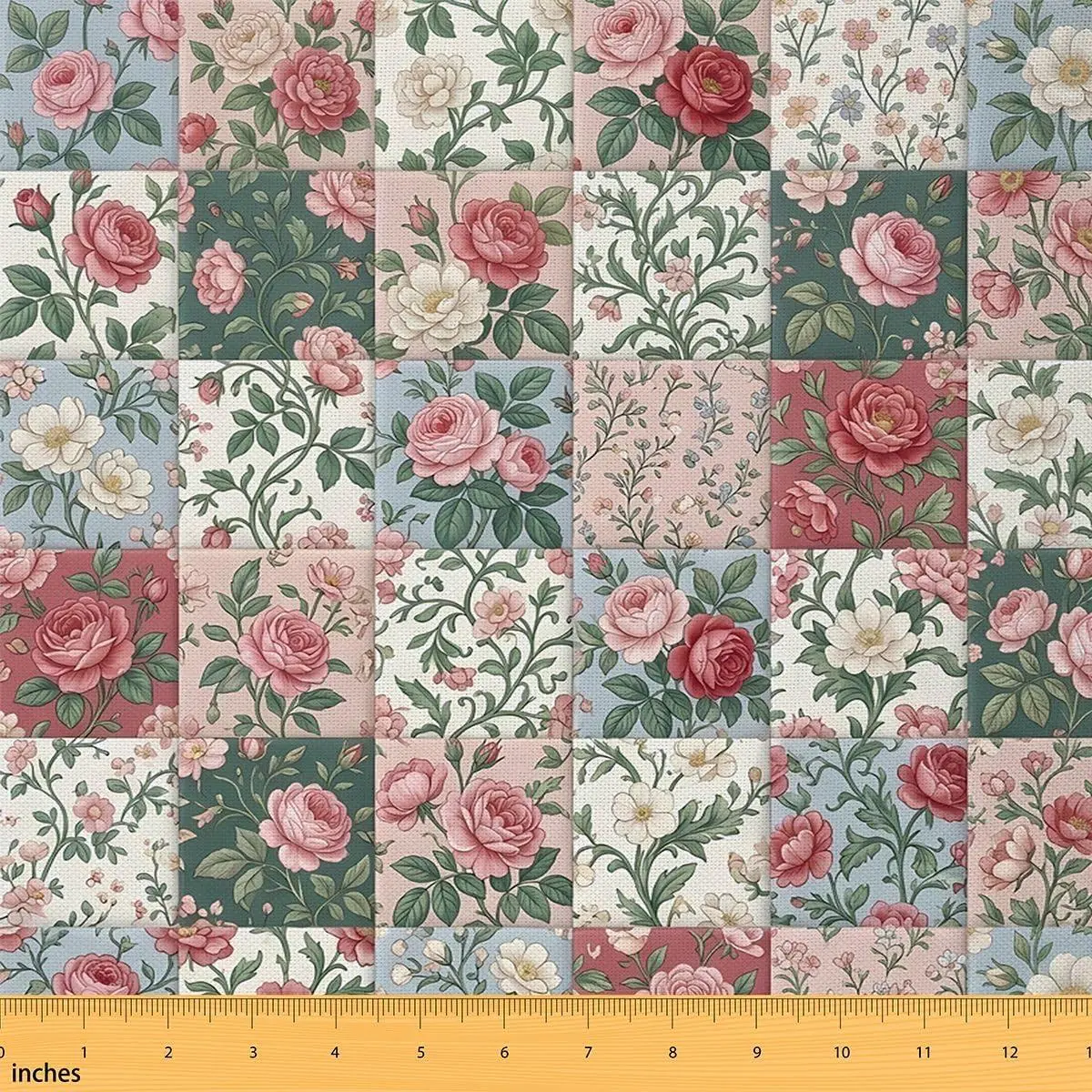 Feelyou Vintage Roses Botanical Print Soft Polyester Fabric by the Yard - Waterproof Non-Stretch Textile for Sewing Enthusiasts, Home Decor, DIY Projects