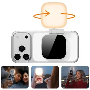 Weilisi Magnetic Selfie Light Compatible with MagSafe for iPhone – Rechargeable LED Fill Light with Mirror, CRI≥95, 5 Color Temps, Foldable Ring Light