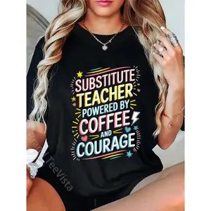 100% Cotton Coffee Lover Sub Teacher And Substitute Teacher T-Shirt