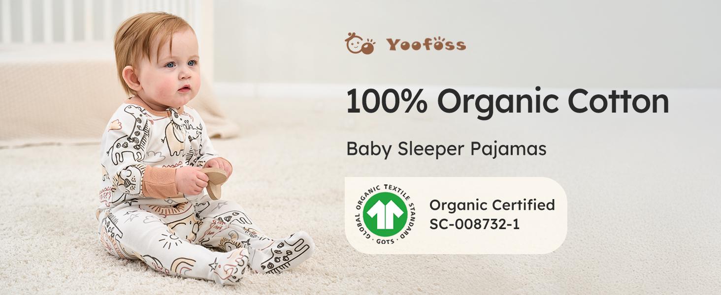 Yoofoss Baby Pajamas 100% Organic Cotton Baby Sleepers for Newborn 0-3 3-6 6-9 Months Boys Girl Clothes 3pcs Footed PJs