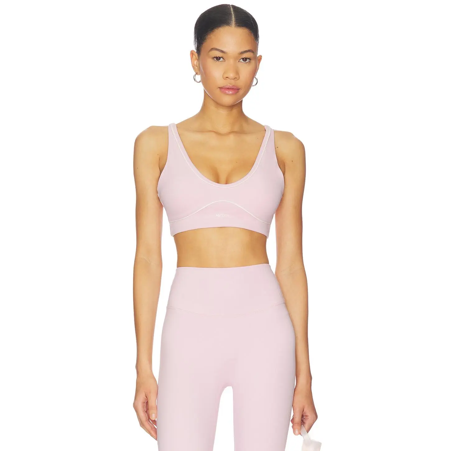 Astoria Sports Bra in Pink & Cream