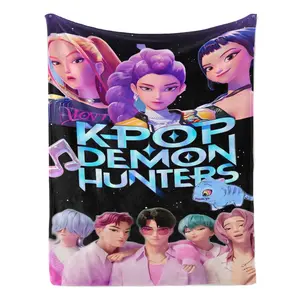 K-Pop Devil Hunter Anime Plush Blanket, Soft and Comfortable Flannel, Suitable for Air-conditioned Sofas, Beds, and Other Home Décor.Ideal for Spring and Summer, It Can Be Used As A Cozy Nap Blanket or A Christmas Gift.