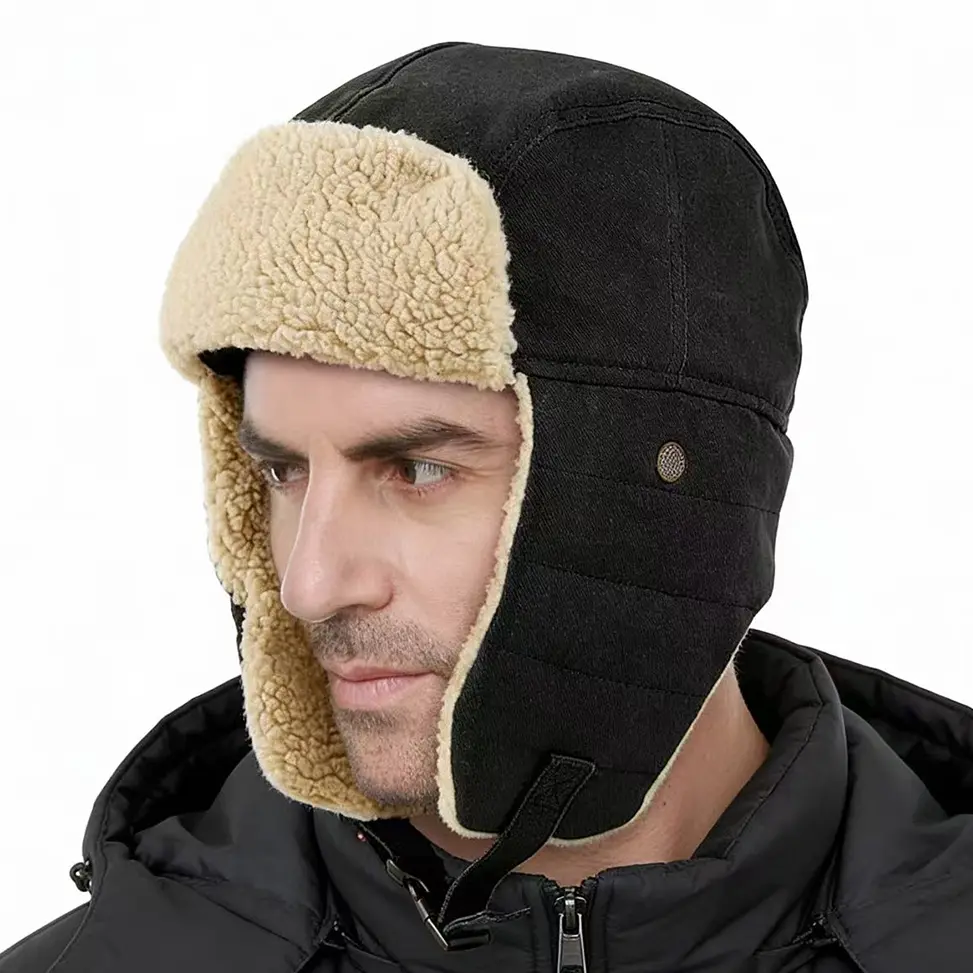 Russian Ushanka Pilot Hat, Warm Polyester Trapper with a Unisex Fit for Cold Weather, Everyday Casual Wear, Skiing and Hunting, Daily, Plain, Fitted, Ushanka Hats, Do Not Dry Clean, Outdoor, Russian Ushanka Design