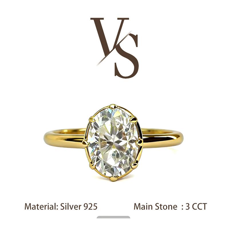[Venus Jewelry] Synthetic Moissanite 3 CCT Layer Surround Design VVS 1 D Color Solid Silver 925 Solitare Ring