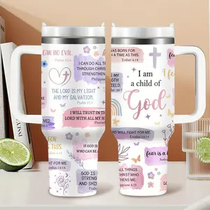 Christian Tumbler 40 Oz Free With Handle & Straw Inspirational Bible Verse Travel Mug For Cars Water Bottles Outdoor Sports Drinkware Flasks new 2026