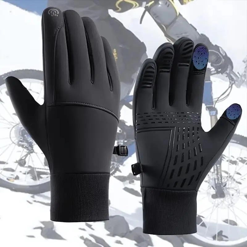 Unisex Biker Sports Gloves, Waterproof and Warm Winter Gloves with Touchscreen Fingers for Outdoor Cycling and Driving, Rainproof Sports Gloves