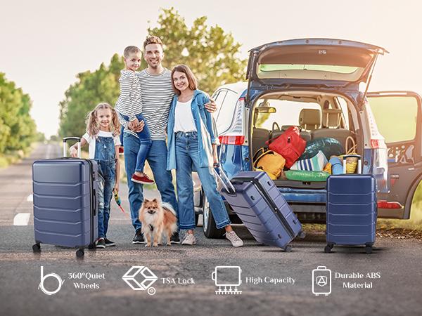 HomeSquad Hardside Luggage with Double Spinner Wheels, Lightweight Expandable Carry-On Suitcase, ABS Spinner Suitcase with Built-In TSA Lock