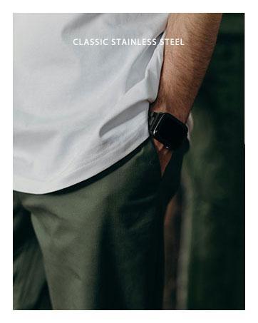 Band Compatible with Apple Watch 44mm 45mm 42mm, Stainless Steel iWatch Band for Apple Watch Se 2 Series 9/8/7/6/5/4/3/2/1(Black, 42mm/44mm/45mm)