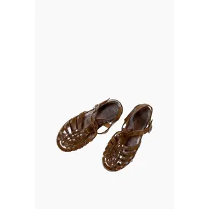 French Recycled Hemp Fisherman Sandals in Sepia