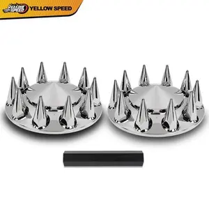 33mm Front Hub Wheel Cover Nut Covers Spiked Silver Fit For  Semi Truck