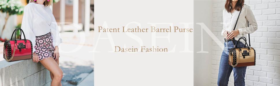 Barrel bags for Women Shiny Patent Faux Leather Handbags simply tote Top Handle purse Rivet Decoration Satchel bags Shoulder bag