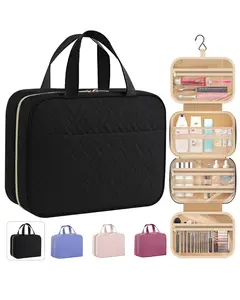 Travel Toiletry Bag - Hanging Toiletry Bag for Women & Men, Makeup Bag/Big Comparment, Waterproof for Travel Accessories, Travel Essentials, Medium, Black