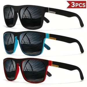 Luxury Brand Designer Fashion Vintage Square Polarized Sunglasses 3-Pack for Men Women UV400 Protection Ideal for Driving Fishing Driver's Eyewear outdoorfun