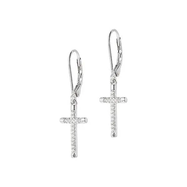 Radiance by Absolute™ Sterling Silver Cubic Zirconia Cross Dangle Earrings