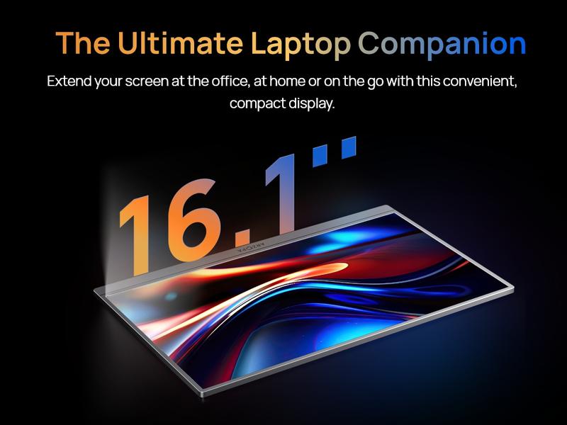 ARZOPA 16.1" Portable Monitor 100%sRGB FHD 1080P Portable Laptop Monitor Display IPS Eye Care Screen for High-end Office & Entertainment