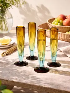 Amber Recycled Champagne Flute Glass - Set of 6