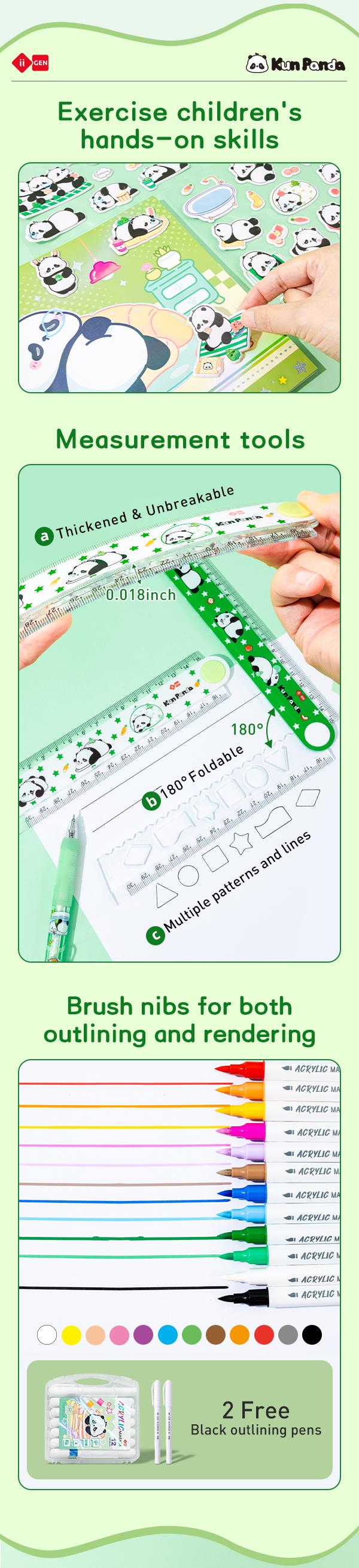 iiGEN KunPanda All-in-One School Supply Set - Ultimate School Supplies Bundle Pencil Case, Mechanical Pencils,Gel Pens,Markers,Eraser,Ruler & Striker for Students - Back to School Essentials!