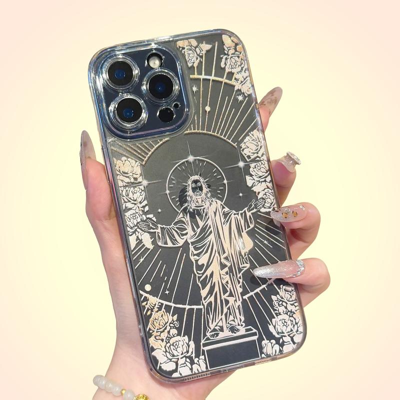 [Copyright] Virgin Mary Pattern Phone Case, Protective Clear Soft TPU Shockproof Durable Protection Cover for iPhone 16 Pro Max case 11 12 13 14 15