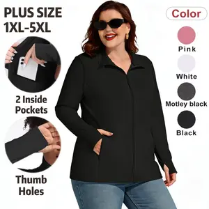 COOTRY【Plus Size】Jacket Women’s Lightweight Fitted Zip-Up Jacket Gym Stuff For Women Long Sleeve Jacket Zippered Pockets Collared Neck Jacket with Thumb Holes | Amazon Work Out Jacket | New Years Outfits |Athletic Wear |Plus Size Fashion