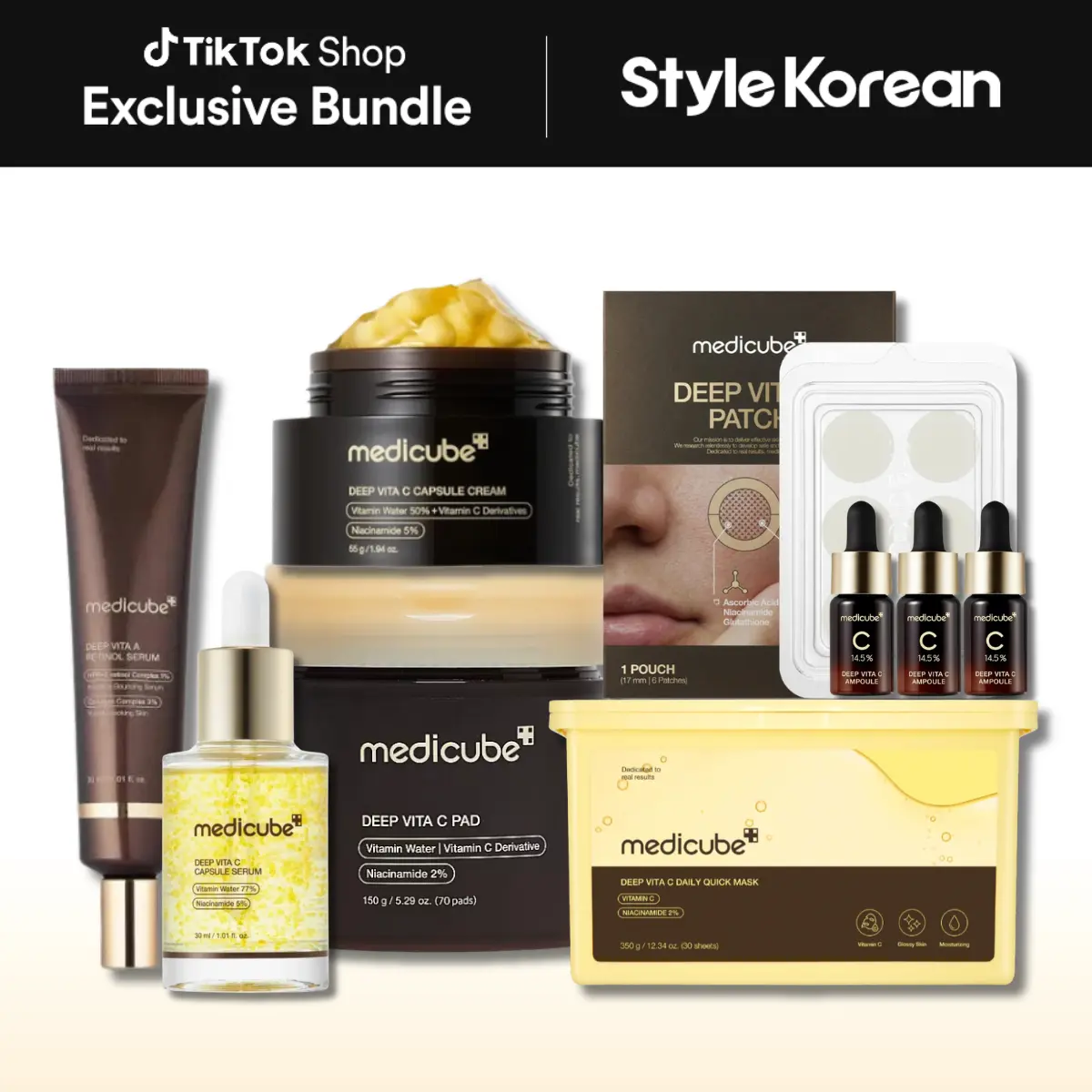 [Official Medicube Partner] Deep Vita Dark Spot Prestige Ritual | Premium Vitamin C + Retinol Collection for Dark Spots, Uneven Tone, Post-Blemish Marks & Radiance | Medicube | Korean Skincare