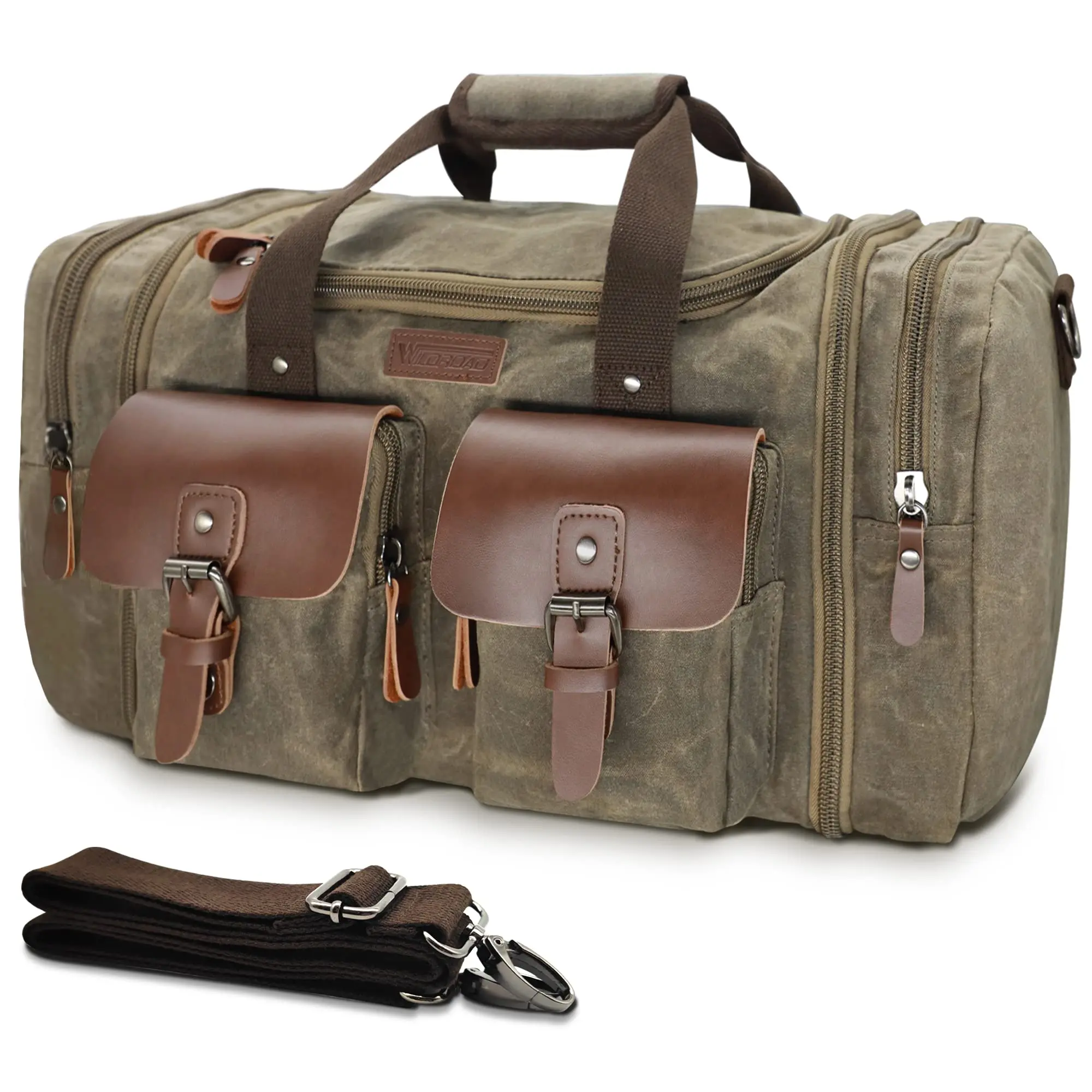 Wildroad Travel Duffle Bag for Men Waterproof Canvas Weekender Overnight Vintage Handbag Crossbodybag Carry-On Shoulder Essentials Luggage Outdoor Large Capacity Durable Suitcases Garment Spacious Lightweight Expandable Portable Father's Day Gift