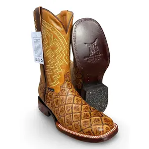Franko Boots Mens Bulldog Grabado Pescado Miel