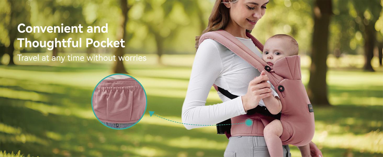Baby Carrier 7-45 lbs with Natural Material, Newborn to Toddler, Ergonomic Design,Versatile and Adjustable,Hands Free for Moms&Dads