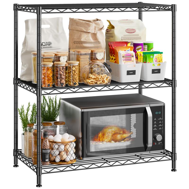 Raybee 3-Tier Adjustable Metal Wire Storage Shelves,Corner Shelf Storage Shelving Organizer Units for Kitchen & Garage,23.6''L×13.8''W×30''H,Standing Shelf Units
