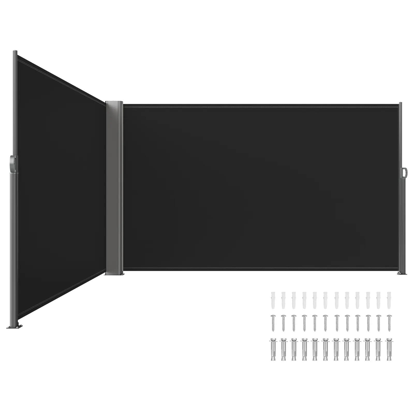 【Summerfinds】VEVOR Retractable Side Awning 71''x 236'' Aluminum Outdoor Privacy Screen280g Polyester Water-proof Retractable Patio ScreenUV 30+ Room Divider Wind Screen for PatioBackyardBalconyBlack, Retractable Aluminum Pole, Uv Resistant Canopy