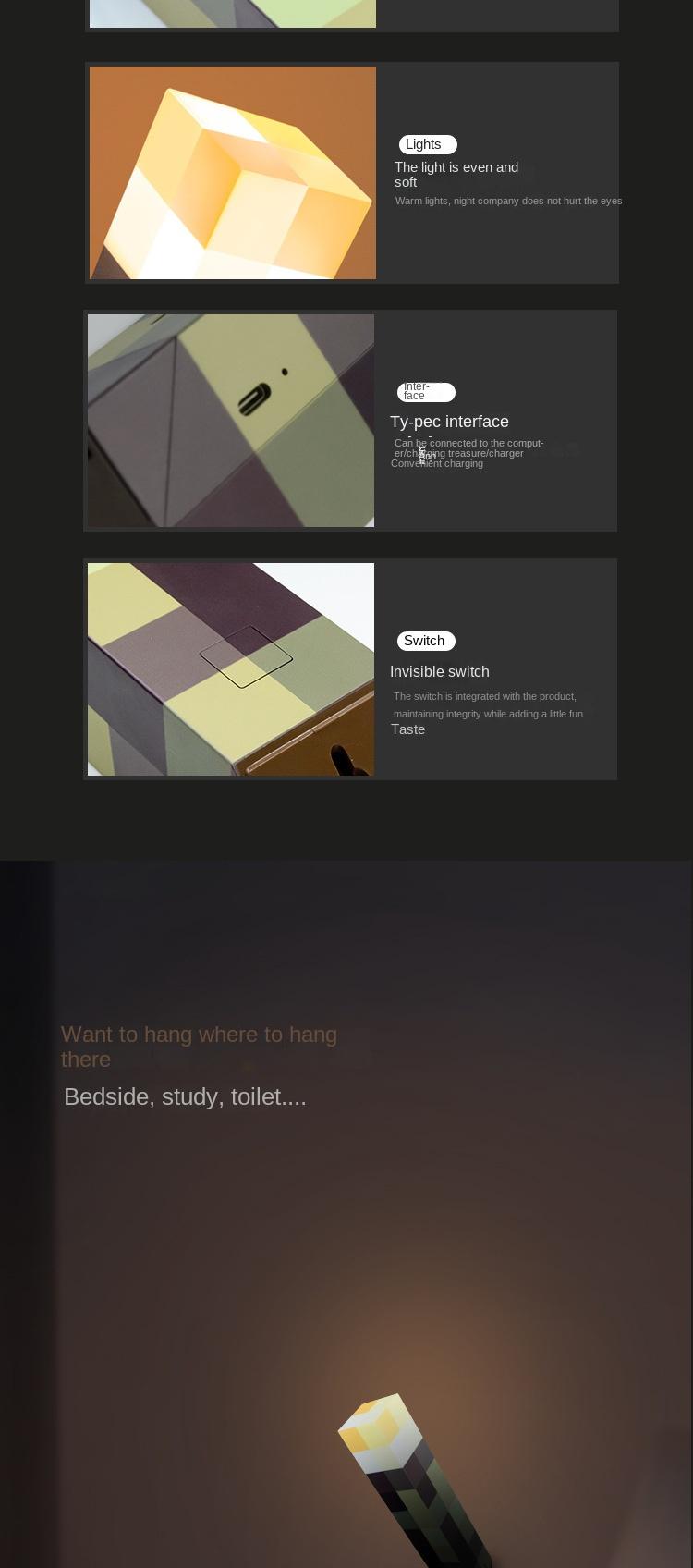 Torch Light - Luminous Wall-mounted or Handheld LED Flashlight USB Rechargeable Night Light 4 Lighting Options for Playroom and Bedroom Decoration