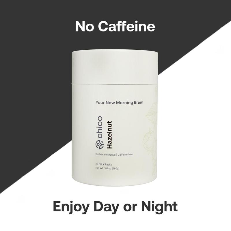 Chico Caffeine-Free Hazelnut Chicory Coffee Substitute | Low Acid, High Fiber, Instant Stick Packs | Plant-Based, Vegan, Natural | 20 Servings