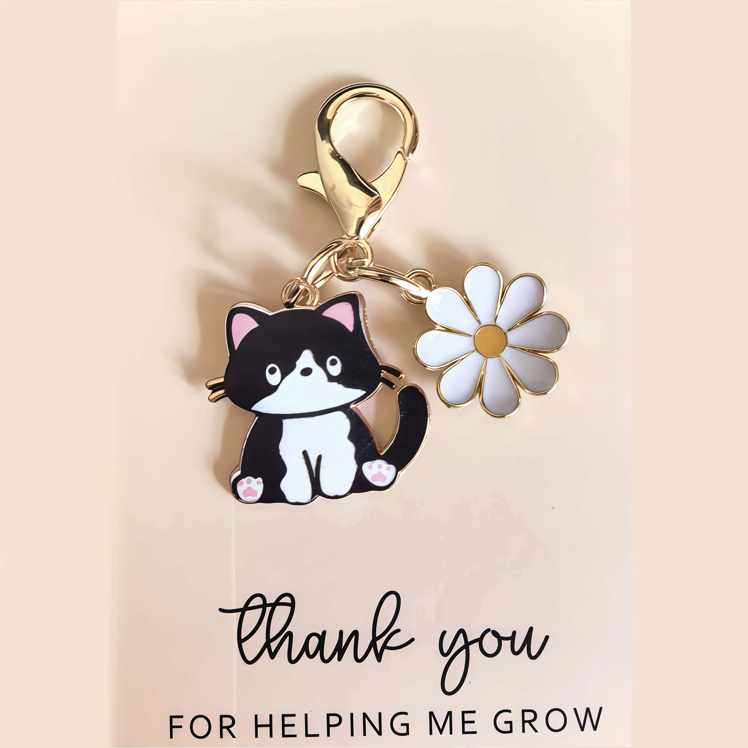 Set of 7 Pocket Hug Favors -Employee Appreciation Gifts Bulk for Coworkers with Exquisite keyring Pun NoteCards Quality Resin  Cute Cat Design ,FavorsDurable Card-MM
