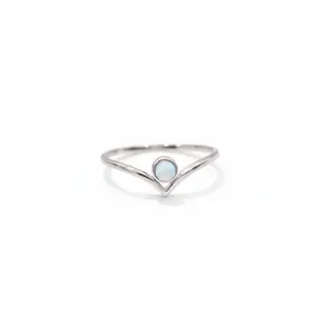 Sterling Silver Larimar Chevron Ring
