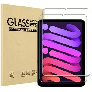 2 tempered glass screen protectors for iPad Mini 7 (A17 Pro) 2024 and Mini 6 2021, 8.3 inches. Suitable for iPad Mini 7/6 (A2993, A2995, A2996) - Transparent