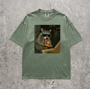 Raccoon Eating Pizza Comfort Colors Shirt - Raccoon Animal Meme Graphic Tee - Gift for Men and Women
