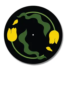 Yellow "Tipsy Tulips" Vinyl Record Slipmat Turntable Accessory