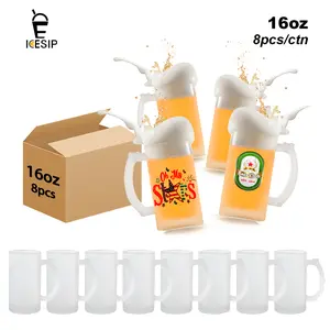 Icesip 8pcs/ctn 16 OZ sublimation blank matte beer glass cup for sports events party father's day gathering wedding gift custom DIY