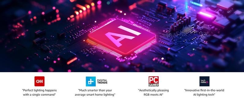 Lepro RGBIC AI Smart Table Lamp, Music Sync Smart Table Lamp Work with Alexa Google, LED Desk Lamp with 16M Colors, Color Changing Atmosphere Lamp for Bedroom Living Room Dimmable Night Light APP Control No Remote, 2.4 GHz