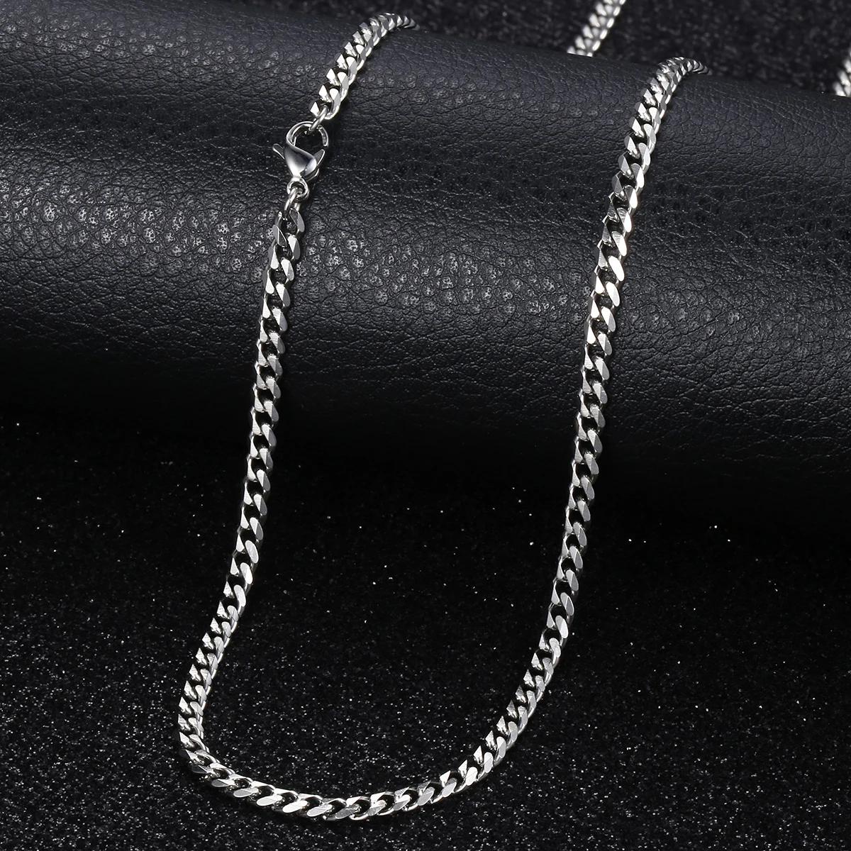 Men's Necklace Stainless Steel Cuban Link Chain Black Gold Color Necklaces For Men Women 18-24" Hip Hop Jewelry