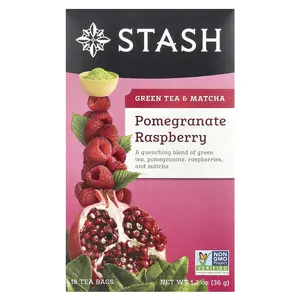 Stash Tea Green Tea & Matcha, Pomegranate Raspberry, 18 Tea Bags, 1.2 oz (36 g)
