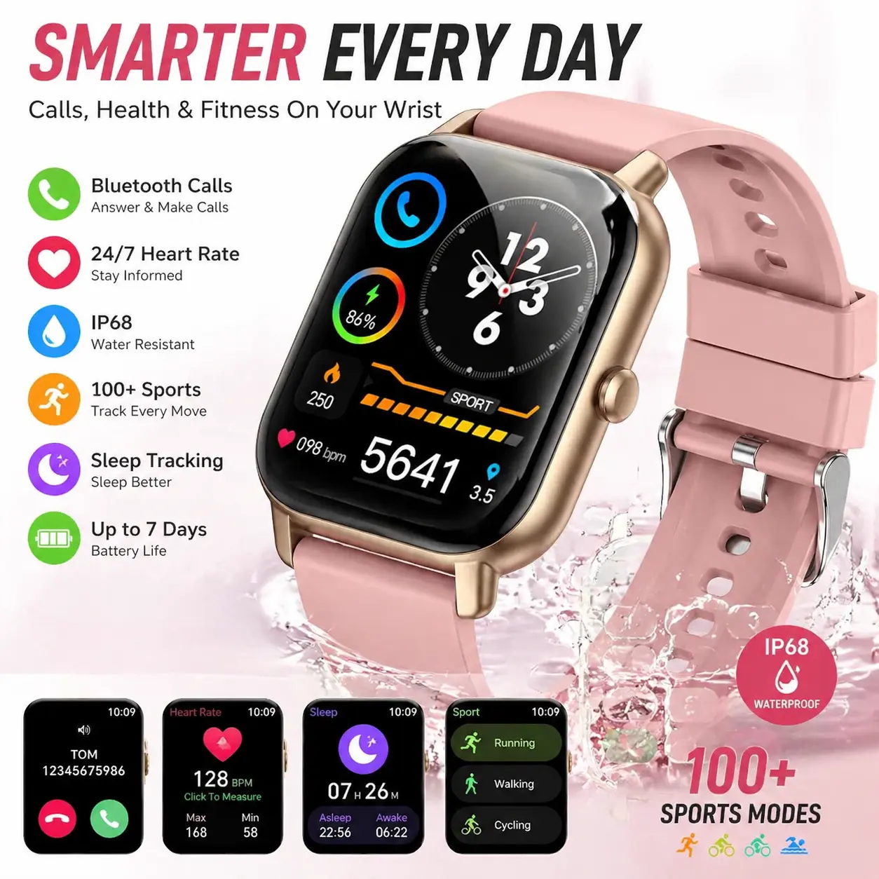 [Summervibes] Tukio 1.69'' Touch Screen Smartwatch with Fitness Tracker Sleep Monitor Pedometer Stopwatch for Fitness Enthusiasts Holiday Gift Wearable Device tiktokshopbacktoschool,back to school,back to school haul