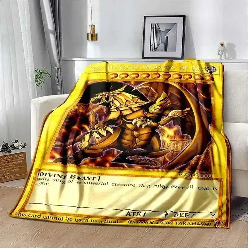 Yu-Gi-Oh! Blue-Eyes White Dragon Anime-Themed Character Graphic Blanket, Ultra-Soft Plush Flannel, Cozy Warm Throw for Bedroom Couch, Home Decor Gift for Anime Fans, Duel Monsters Style, Anime-Themed Graphic Blankets, Character Graphic Blankets