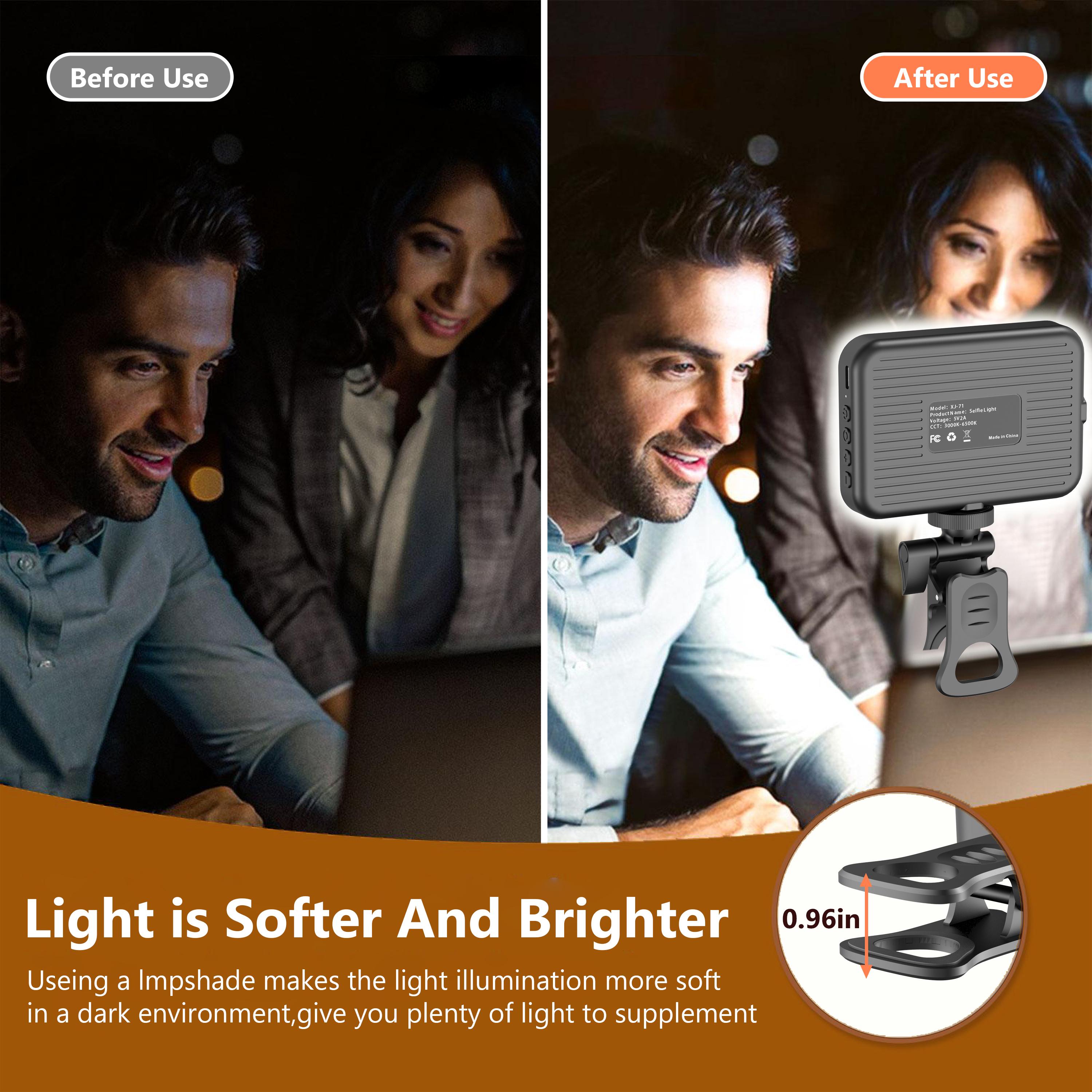 Rechargeable Selfie Light, Clip Fill Light for Phone Laptop Tablet Portable Light for Video Conference Live Streaming Zoom Call Makeup Picture (Black)
