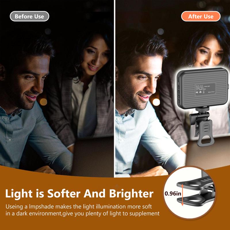 Rechargeable Selfie Light, Clip Fill Light for Phone Laptop Tablet Portable Light for Video Conference Live Streaming Zoom Call Makeup Picture (Black)