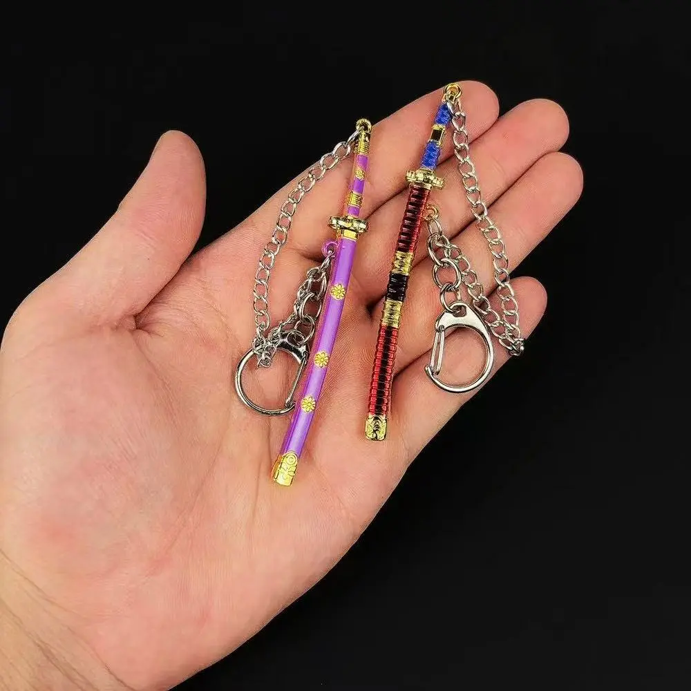 9cm One Piece Keychain Zoro With Anti-Lost Chain Metal Sword Model Gift For Anime Cosplay Charms Keyring Backpack Pendant, Keychain Accessories, Aesthetic Keychain, Anime Merchandise, Role Play