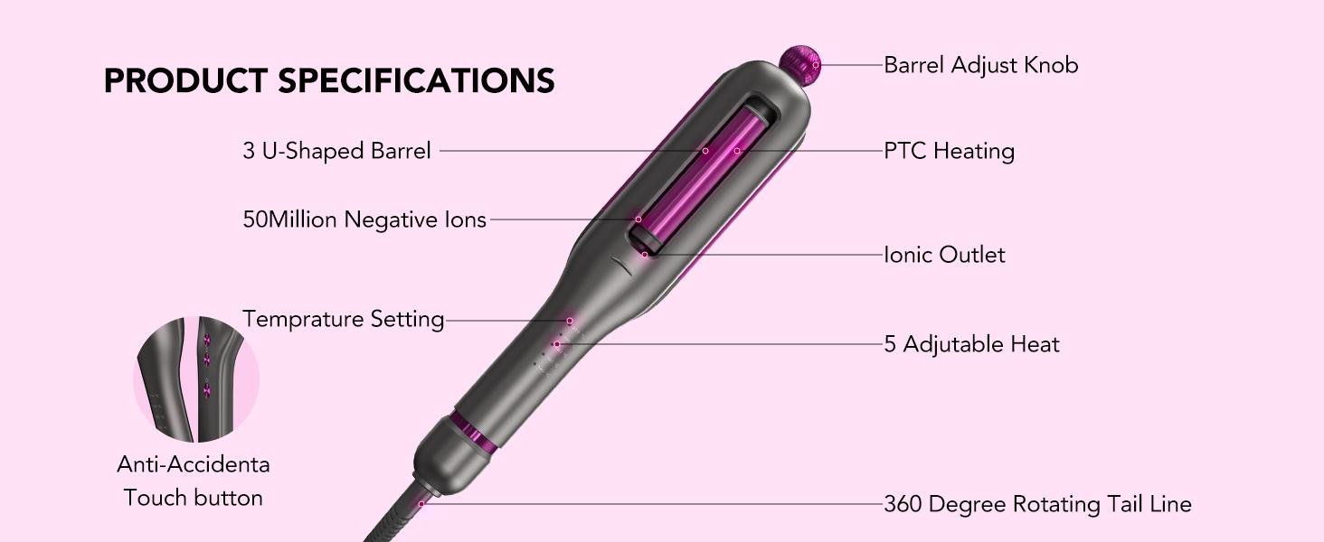 SKG WaveFlex 4-in-1 Adjustable Hair Waver Crimper – Beach Waves Curling Wand, Mermaid Hair Style, Ceramic 4 Barrel Sizes, 5 Temp Settings &  Negative Ionic Care, Fast Heat-Up, Safe and Easy to Use