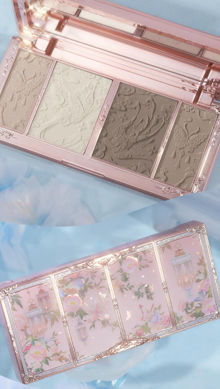 Flower Knows Butterfly Cloud Collar Embossed Highlight & Contour Palette, Made for Cool Shades, Neutral for Sculpting, Bronzing, and Shading, Natural Facial Contouring Makeup Palette, Long Lasting Buildable Concealer Powder, Summer Gift, Beauty Cosmetics