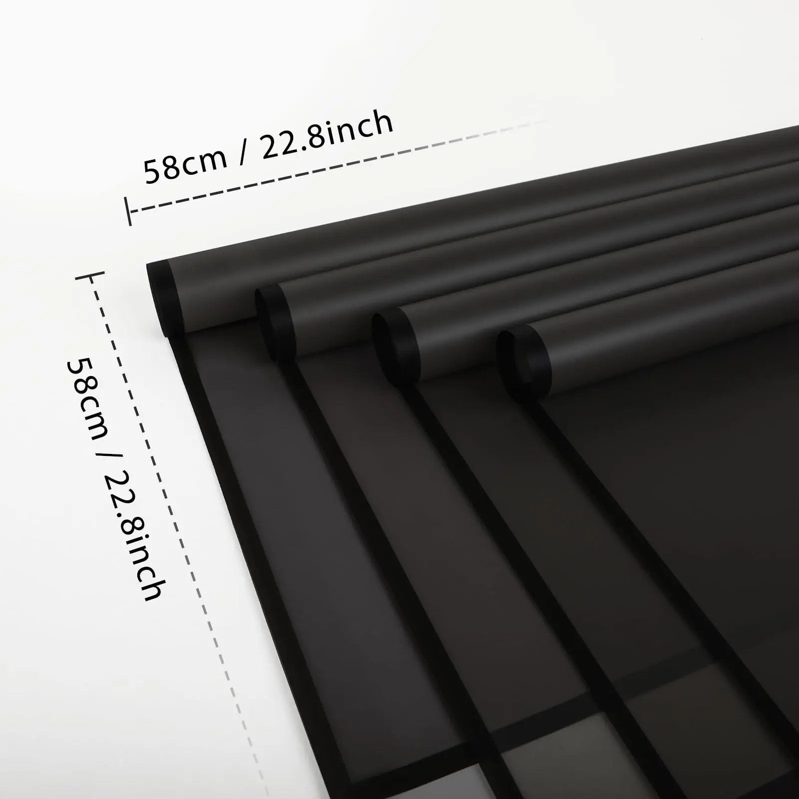 20-Sheet Frosting Flower Wrapping Paper - Elegant Black, Waterproof, Glossy Edges, 22.8x22.8 Inches Premium Floral DIY Craft Packaging Material for Weddings, Birthdays