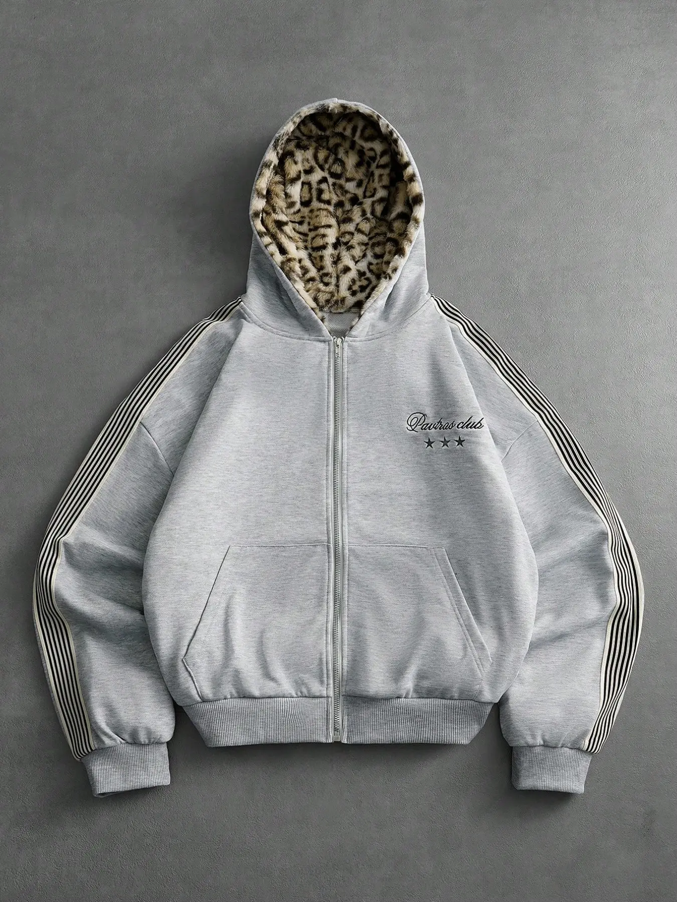 Unisex Leopard-Print Zip-Up Hoodie, Casual Fitted Long Sleeve, Fall & Winter Essential, Comfortable Daily Wear, Casual Hooded Sweatshirts