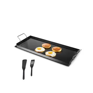 VEVOR Carbon Steel Griddle,  , 32x14 inch Universal Flat Top Rectangular Plate, Gas Grill Griddle for BBQ Grill, Teppanyaki, Portable Family Cookware with Handle, for Camping Tailgating Party